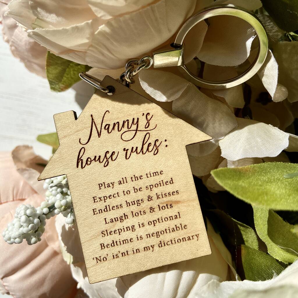 Nanny's House Rules Personalised Keyring By Design By ...