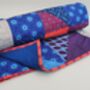 Blue And Red Patchwork Large Sofa Quilt, thumbnail 4 of 11