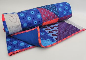 Blue And Red Patchwork Large Sofa Quilt, 4 of 11