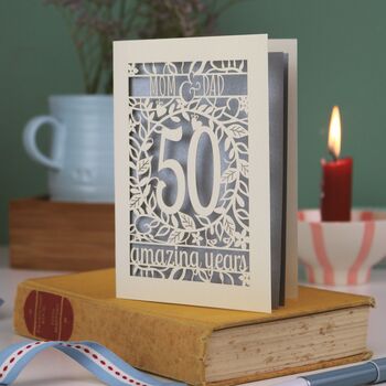 Golden Wedding Anniversary Card 50 Amazing Years, 7 of 7