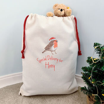 Personalised Robin Christmas Sacks | Special Delivery, 5 of 6