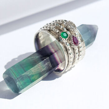 Ananda Green Onyx, Moonstone And Garnet Spinning Ring, 2 of 9