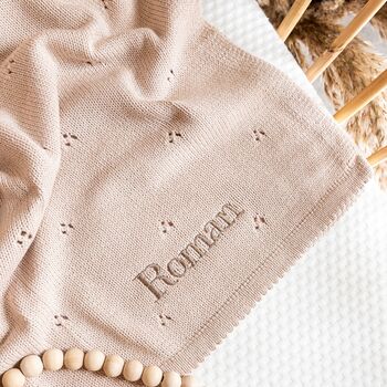 Pointelle Baby Knit Blanket | Personalised, 3 of 5