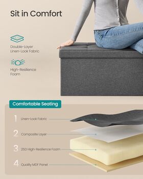 Spacious Foldable Storage Bench Cube Ottoman, 9 of 11