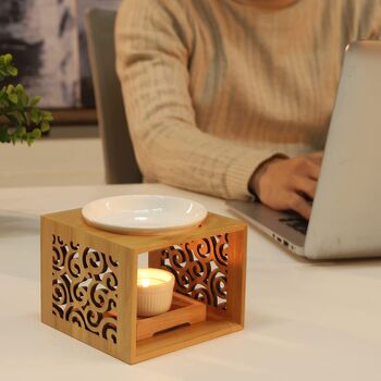 Clouds Carved Wooden Oil Wax Melt Burner, 4 of 8