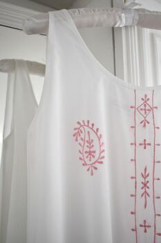Women's White Cotton Sleeveless Pink Jenny Nightdress, 3 of 3
