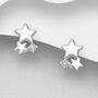 Sterling Silver Two Star Crystal Stud Earrings, thumbnail 1 of 5