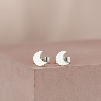 Crescent Moon Stud Earrings, 4 of 11