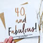 Forty And Fabulous | 40th Birthday Card For Her, thumbnail 1 of 3