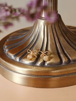 Bow Single Gold Rutilated Quartz Earrings, 8 of 9