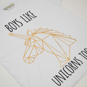 'Boys Like Unicorns Too' Boys T Shirt, 5 of 6