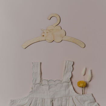 Personalised Childrens Coat Hanger With Sheep Design, 2 of 6
