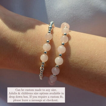 Sterling Silver Rose Quartz Stretch Gemstone Bead Bracelet, 4 of 8