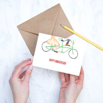 Tandem Bike Cycling Wedding Anniversary Card, 2 of 3