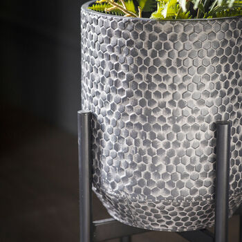 Hammered Washed Grey Metal Planter – Two Sizes, 2 of 2