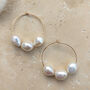 Callie Three Pearl Hoop Bridal Earrings, thumbnail 2 of 3