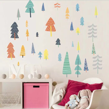Pastel Colours Woodland Trees Wall Vinyl Stickers, 8 of 9