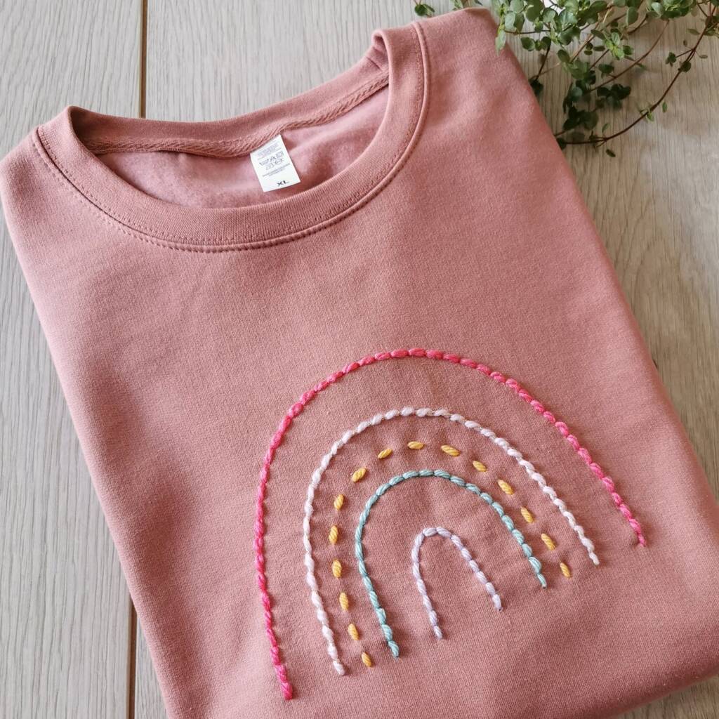 Pink Rainbow Embroidered Sweater, 1 of 3