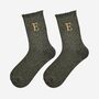 Women's Glitter Socks Black Gold Initial 'E', thumbnail 1 of 5