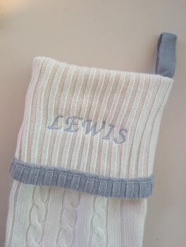 Personalised Pure Cashmere Cable Christmas Stocking, 2 of 9