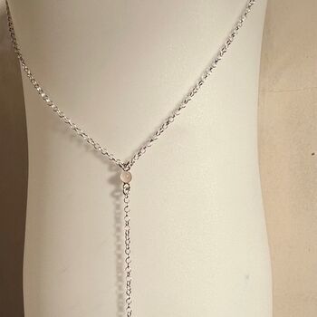 Sterling Silver Heart Lariat Necklace With Love Stone, 3 of 6