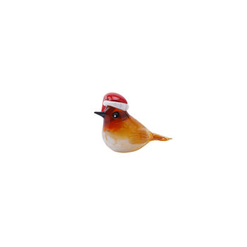 Glass Festive Robin Figurine With Santa Hat | Gift Box, 2 of 4