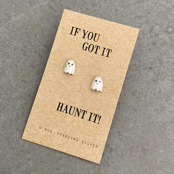 Got It, Haunt It Silver Ghost Earrings, 5 of 5