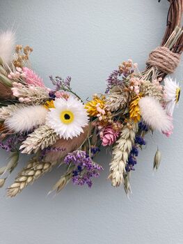 Small Colourful Spring Dried Flower Wreath, 4 of 6