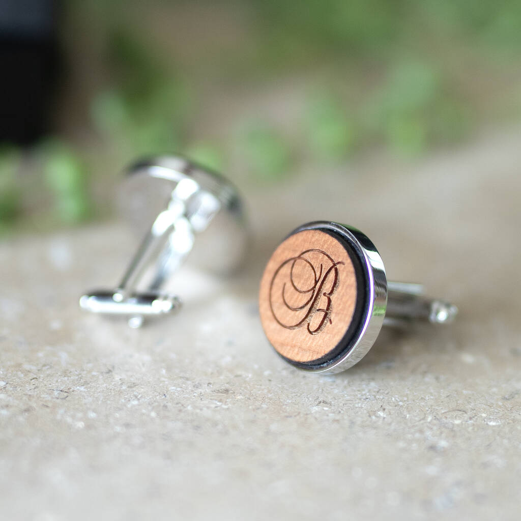 Wooden Personalised Cufflinks With Initial And Secret Message, 1 of 7