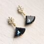 Art Deco Navy Crystal Post Earrings, thumbnail 1 of 2