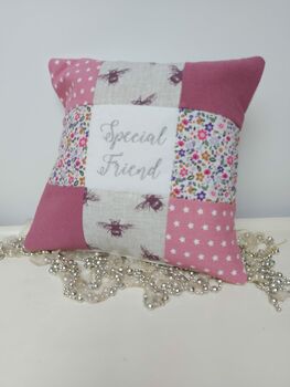 Special Friend Cushion Purple Bees And Flowers, 5 of 12