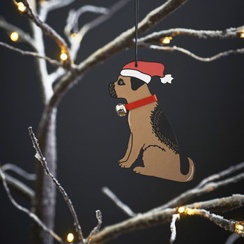 Border Terrier Dog Christmas Decoration Personalisation Available, 4 of 5