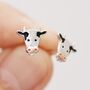 Sterling Silver Dairy Cow Stud Earrings, thumbnail 8 of 12