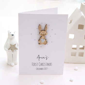 Personalised Babies First Christmas Betsy Bunny Card, 2 of 7