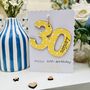 Personalised 30th Birthday Card Wooden Number Gift, thumbnail 3 of 4