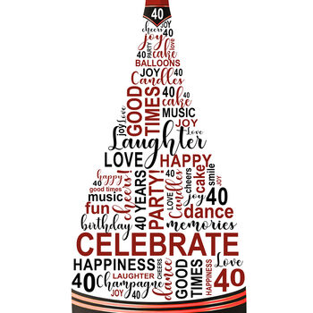 Personalised 40th Birthday Champagne Word Art, 10 of 10