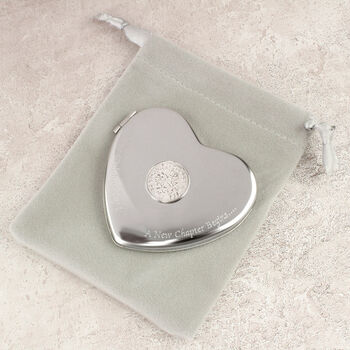 Personalised 70th Birthday Sixpence Heart Compact Mirror, 4 of 7