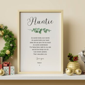 Auntie Christmas Gift Aunt Personalised Christmas Poem, 2 of 8