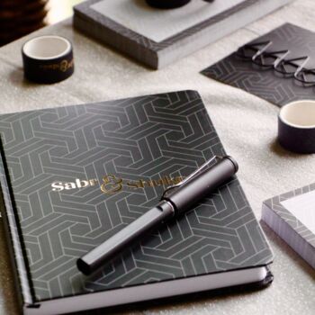 Sabr Shukr Stationery Set Geometric Black Gold Foil, 5 of 9