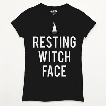 Resting Witch Face Women’s Halloween Slogan T Shirt, 4 of 4