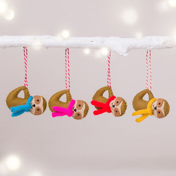 Personalised Sloth Christmas Tree Decoration, 3 of 5