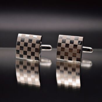 Silver Chess Cufflinks Vintage Chessboard, 3 of 5