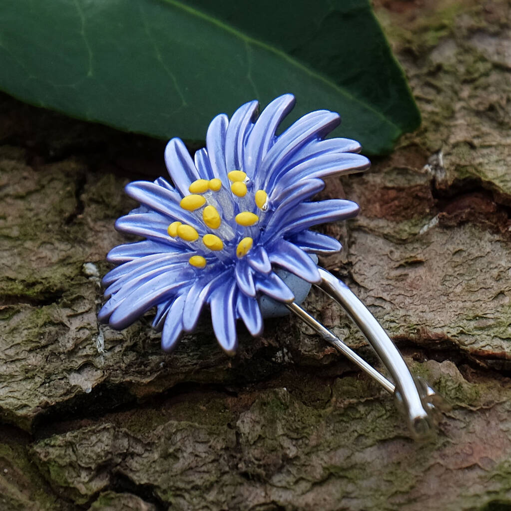 Aster Blue Flower Brooch, 1 of 6