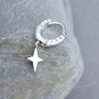 Men's Sterling Silver Textured Huggie And Star Earrings, thumbnail 3 of 7