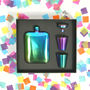 Iridescent Hip Flask Set With Personalised Sleeve, thumbnail 2 of 8