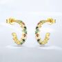 Gold Plated Multicoloured Rainbow Half Hoop Stud Earrings, thumbnail 1 of 4