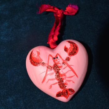 Ceramic Heart Shaped Lobster Bauble, 8 of 10