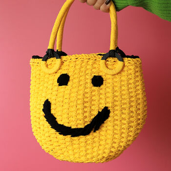 Smile Face Straw Basket Bag, 3 of 7