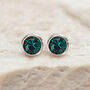 Sterling Silver May Emerald Birthstone Stud Earrings, thumbnail 1 of 7