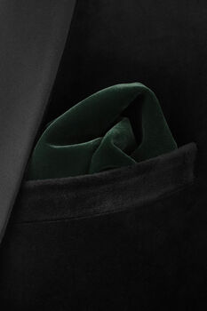 Mens Green Oversized Velvet Bow Tie And Pocket Square, 4 of 4